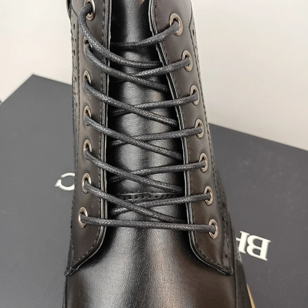 Bruno Marc Motorcycle BOOTS In Black Leather. Size 10 Men's/43.5 EU. Brand New